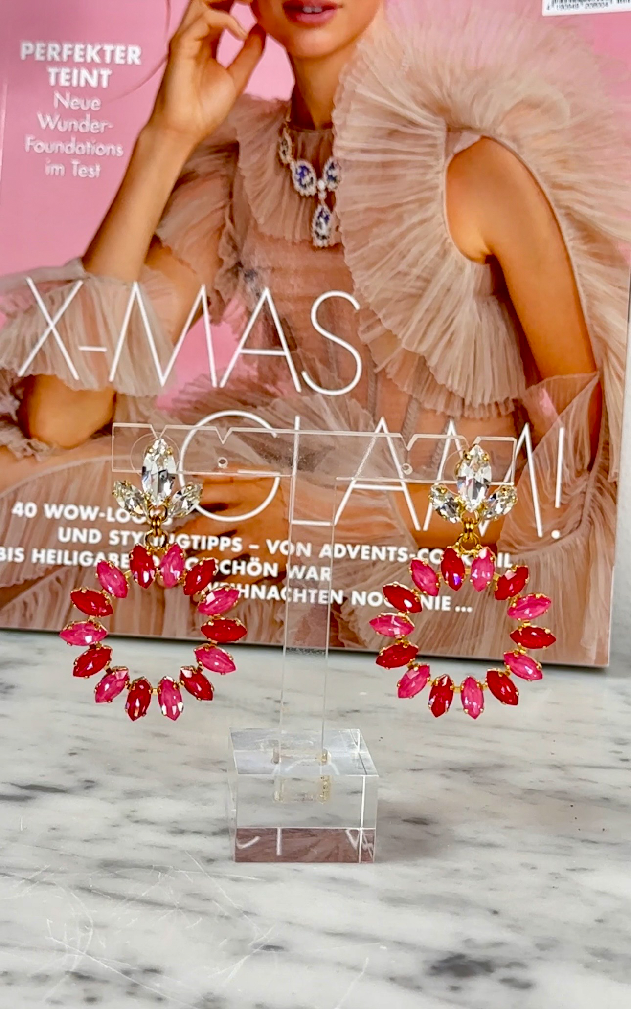 Earrings Leonore Dahlia / Poppy Red Gold