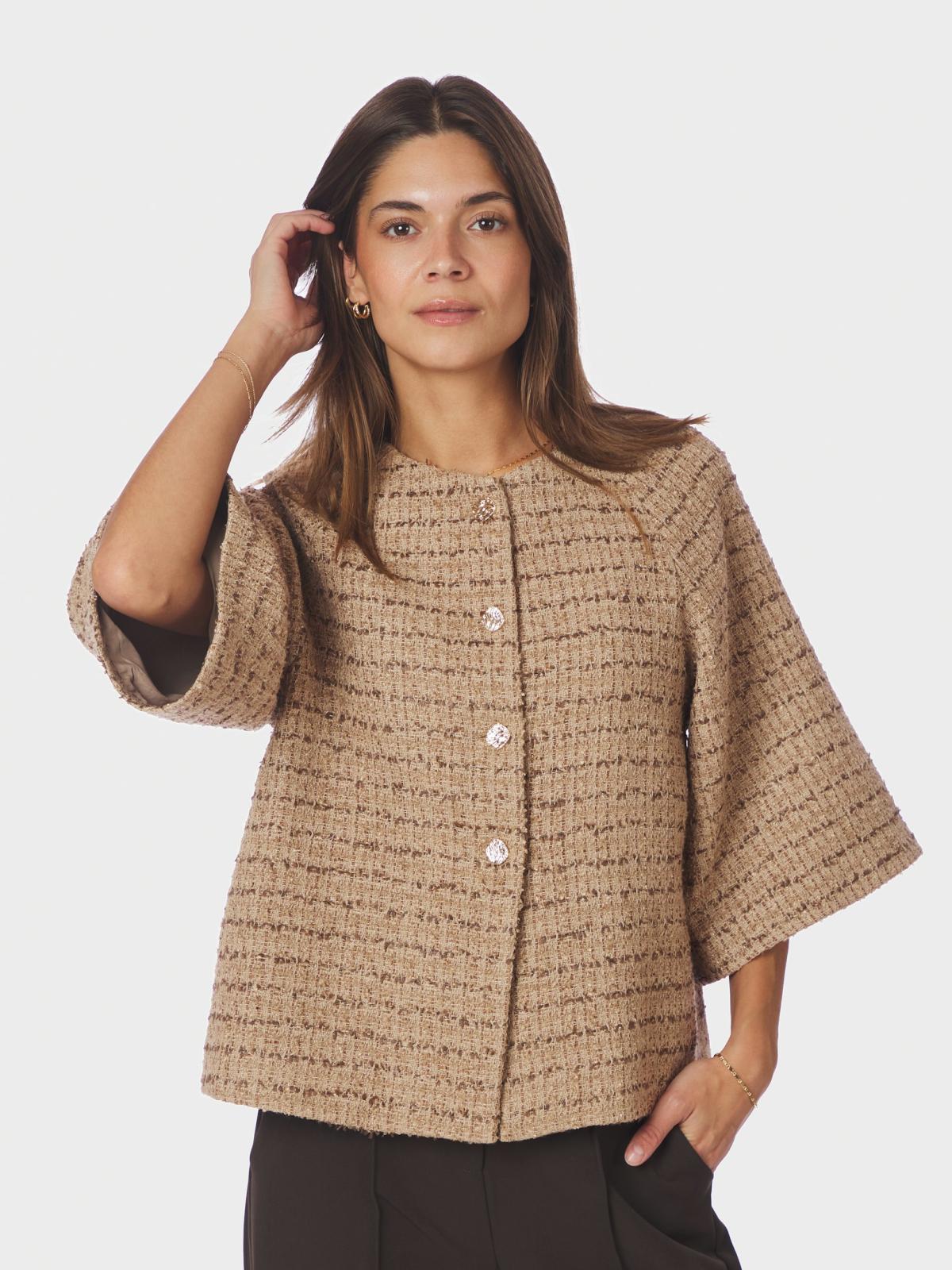 Neo Noir Rosella Boucle Mini Jacket, Taupe - 3