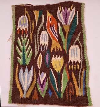 Flemish weaving spring flowers with bird