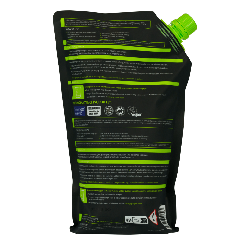 Tvättmedel för funktionskläder 1 L | Performance Wash Eco Pouch – Grangers - 2