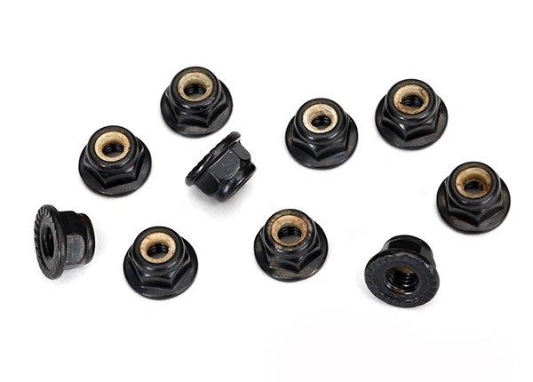 Traxxas Låsmutter M4 Svart med Fläns Räfflad (10)