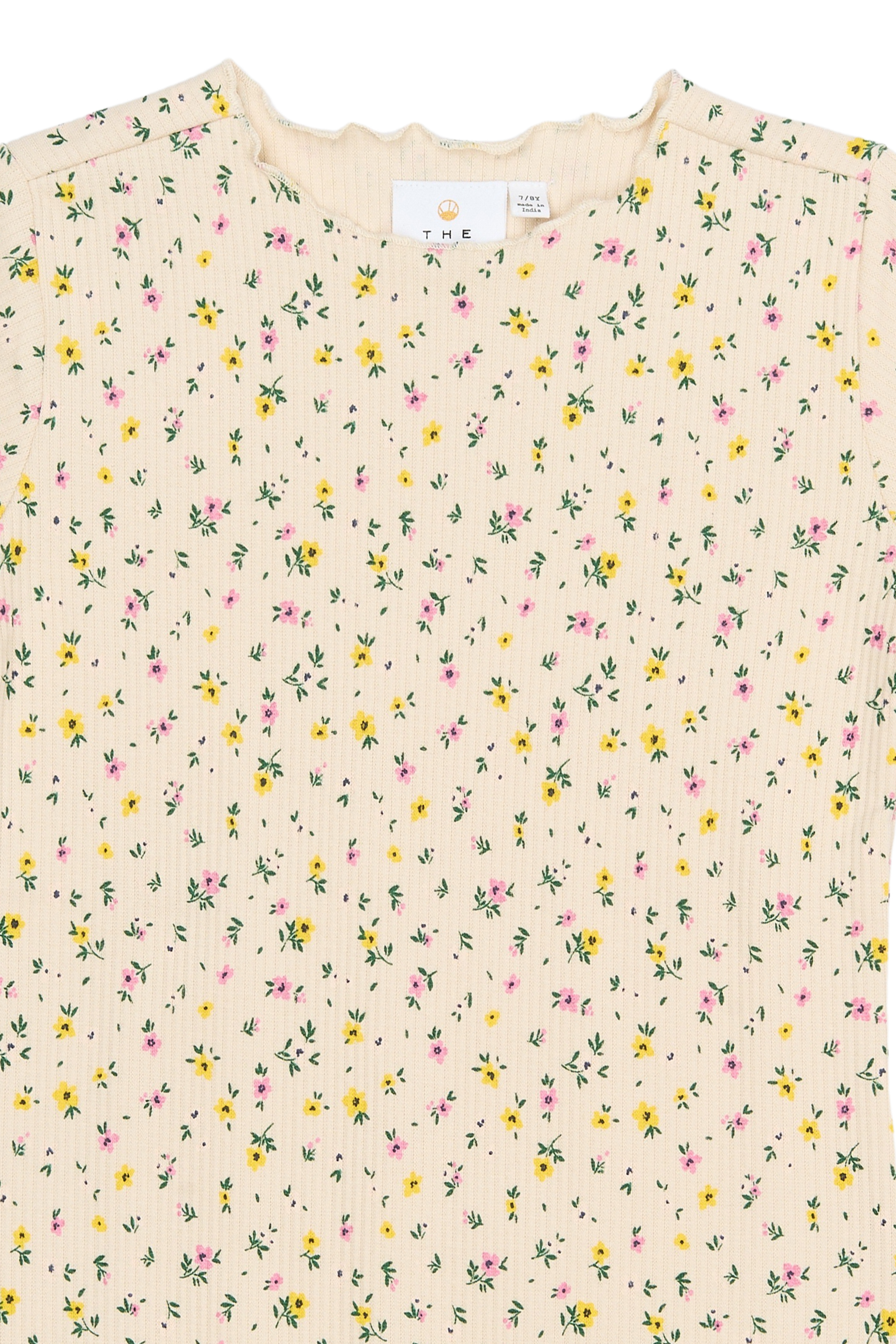 TNSummer SS Long Rib Dress Gardenia AOP - 3