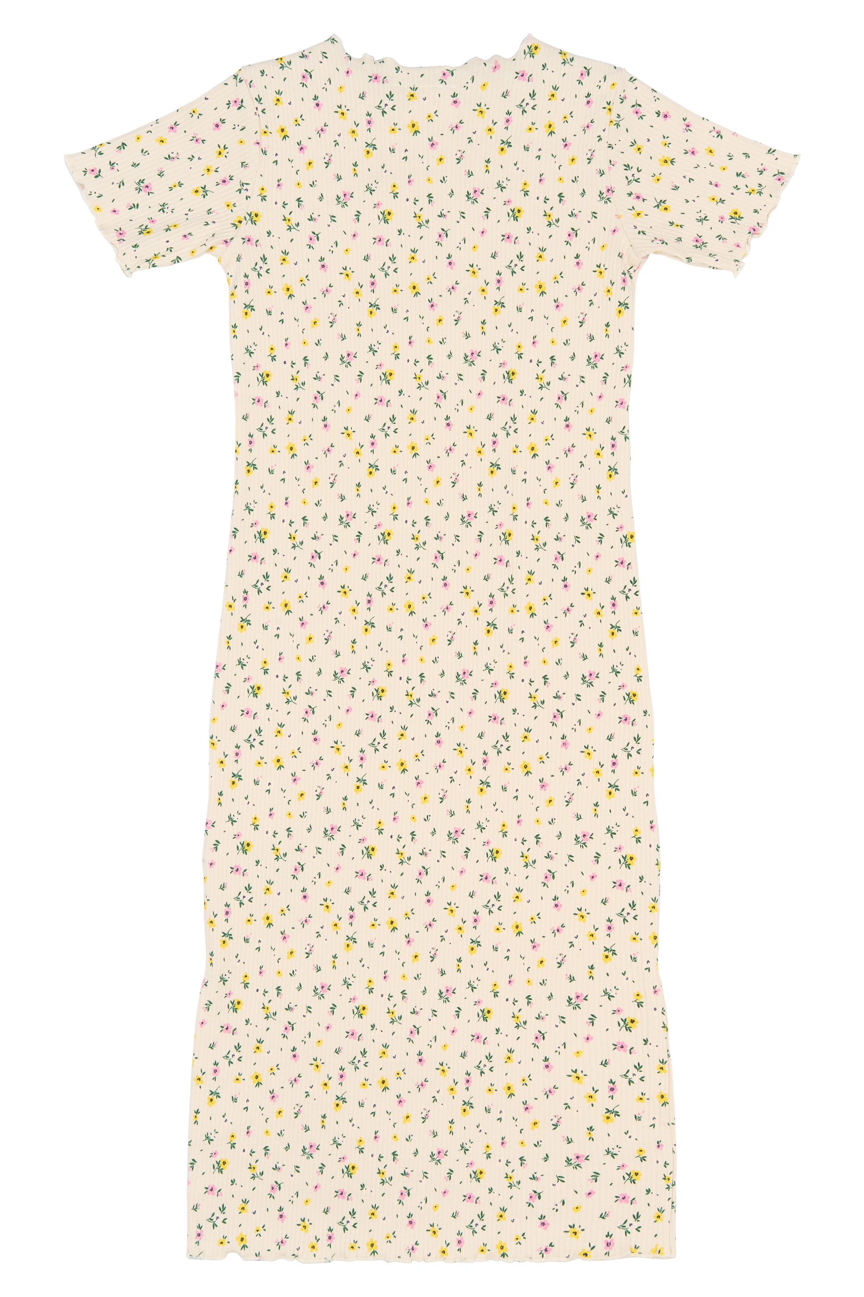 TNSummer SS Long Rib Dress Gardenia AOP - 2