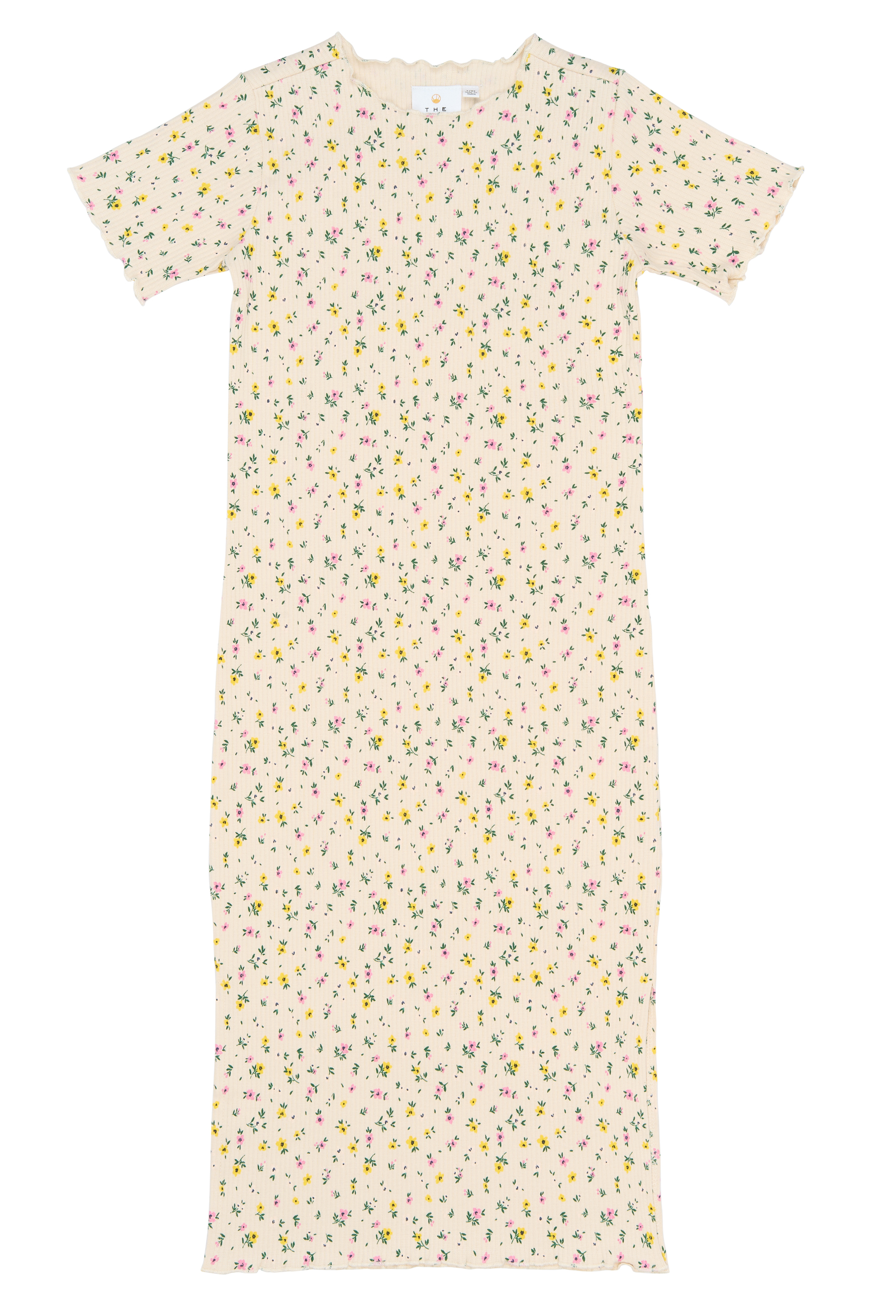 TNSummer SS Long Rib Dress Gardenia AOP