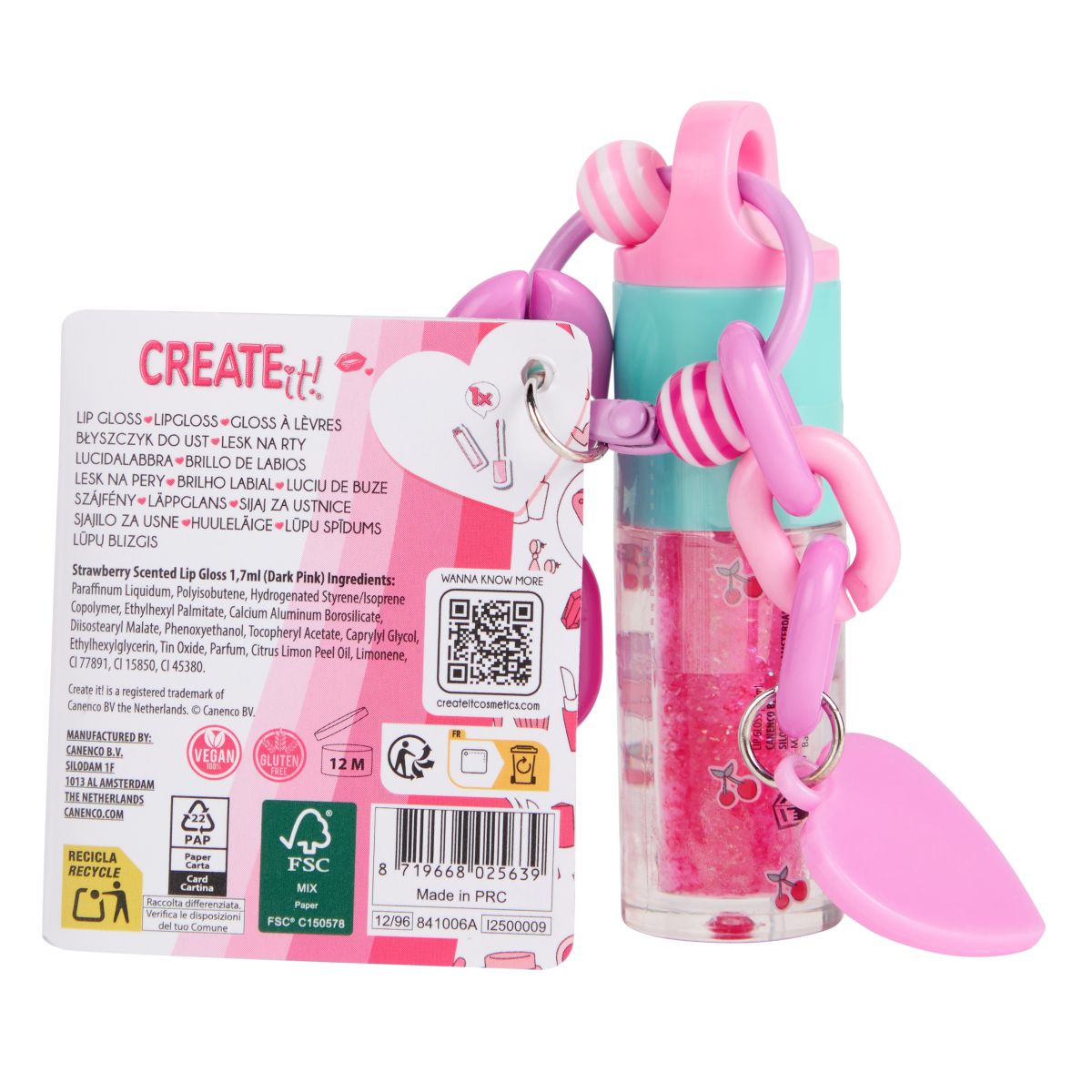 Create It! Lip Gloss Chunky Key Chain, Jordgubb - 5