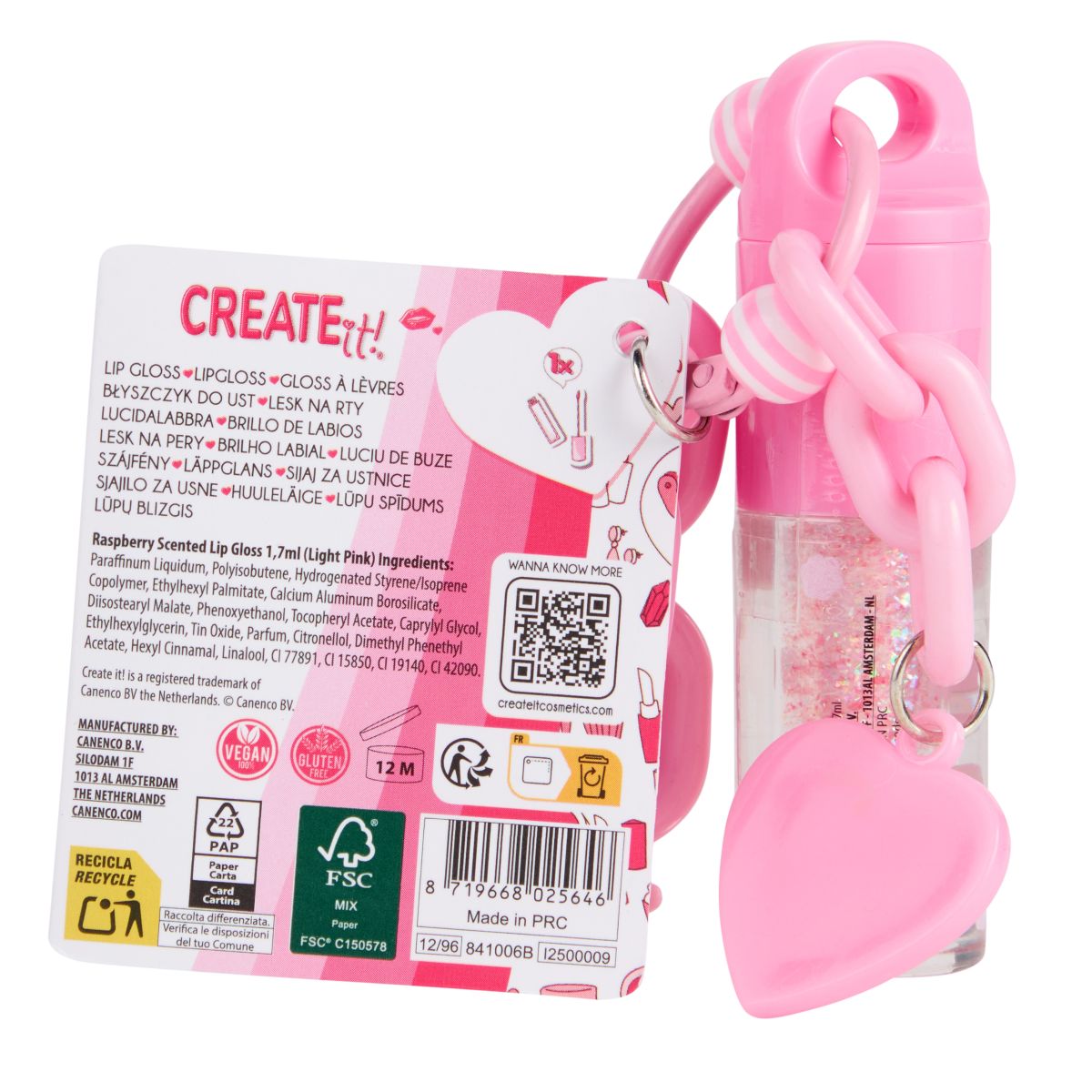 Create It! Lip Gloss Chunky Key Chain, Ljusrosa - 4