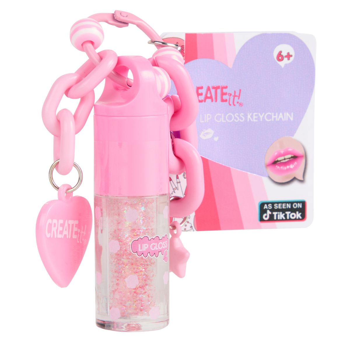 Create It! Lip Gloss Chunky Key Chain, Ljusrosa