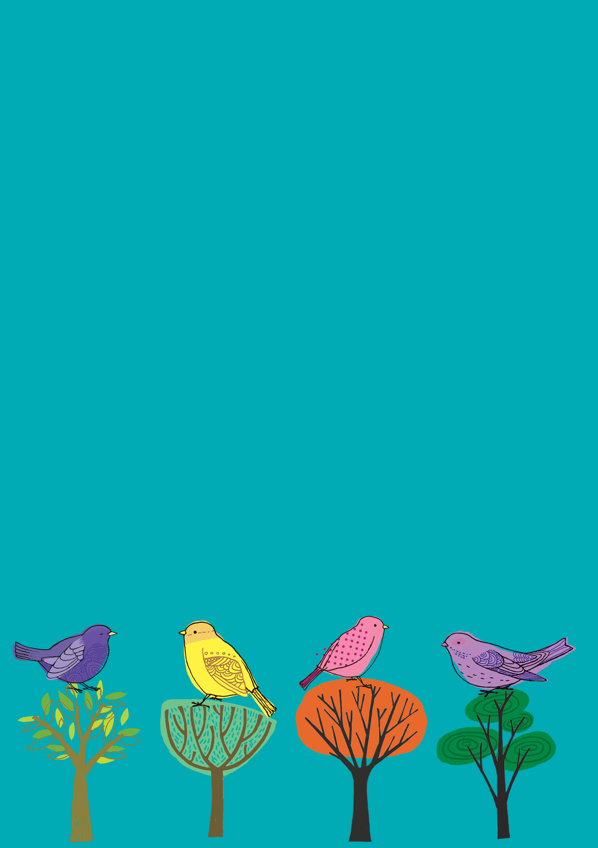 Modern Birds Writing Paper Set - 4