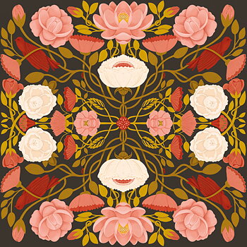 Herbarium White & Pink Floral Dark Card