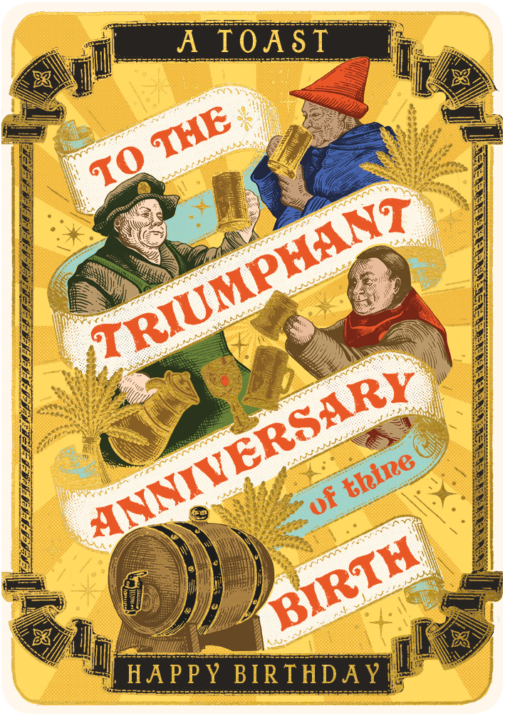 Huzzah Triumphant Anniversary Birthday Card