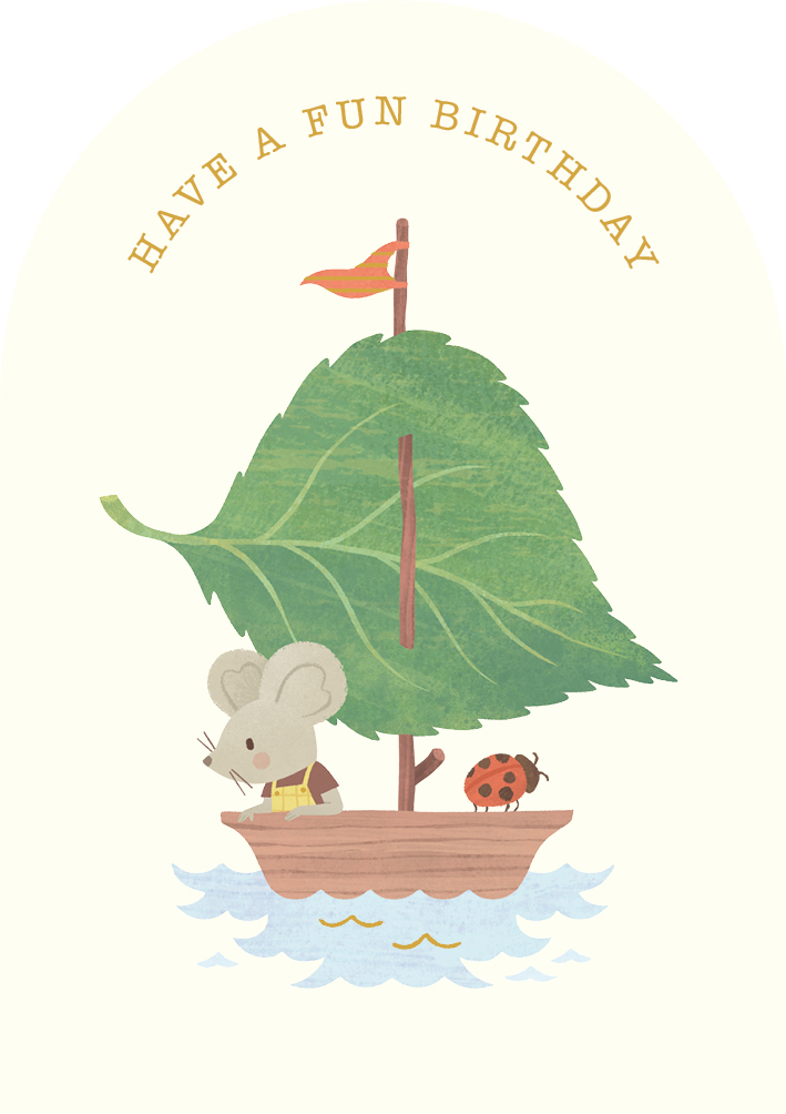 Little Mouse Boat Birthday Card