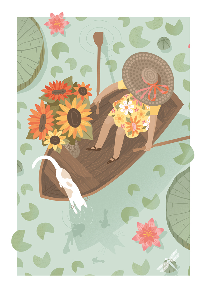 Under The Apple Tree Row Boat Card