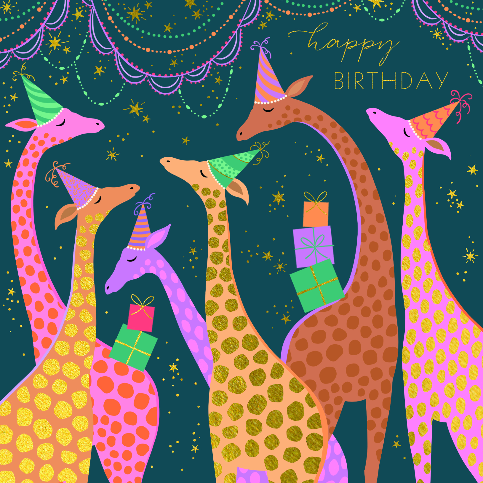 Sara Miller Party Giraffes Birthday Card