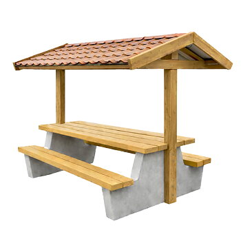 Bänkbord - Picknickbord betong Oxalis - Med tak