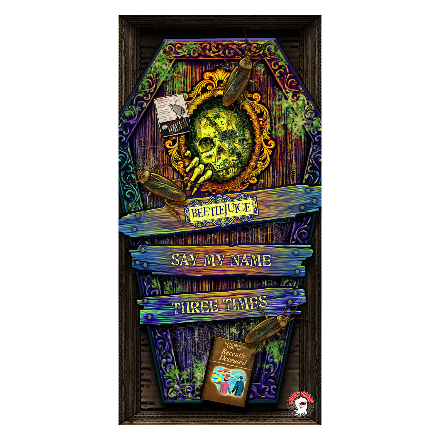 Officially Licensed Spooky Beetlejuice Pinball Glass Dust Cover - Limited Supply