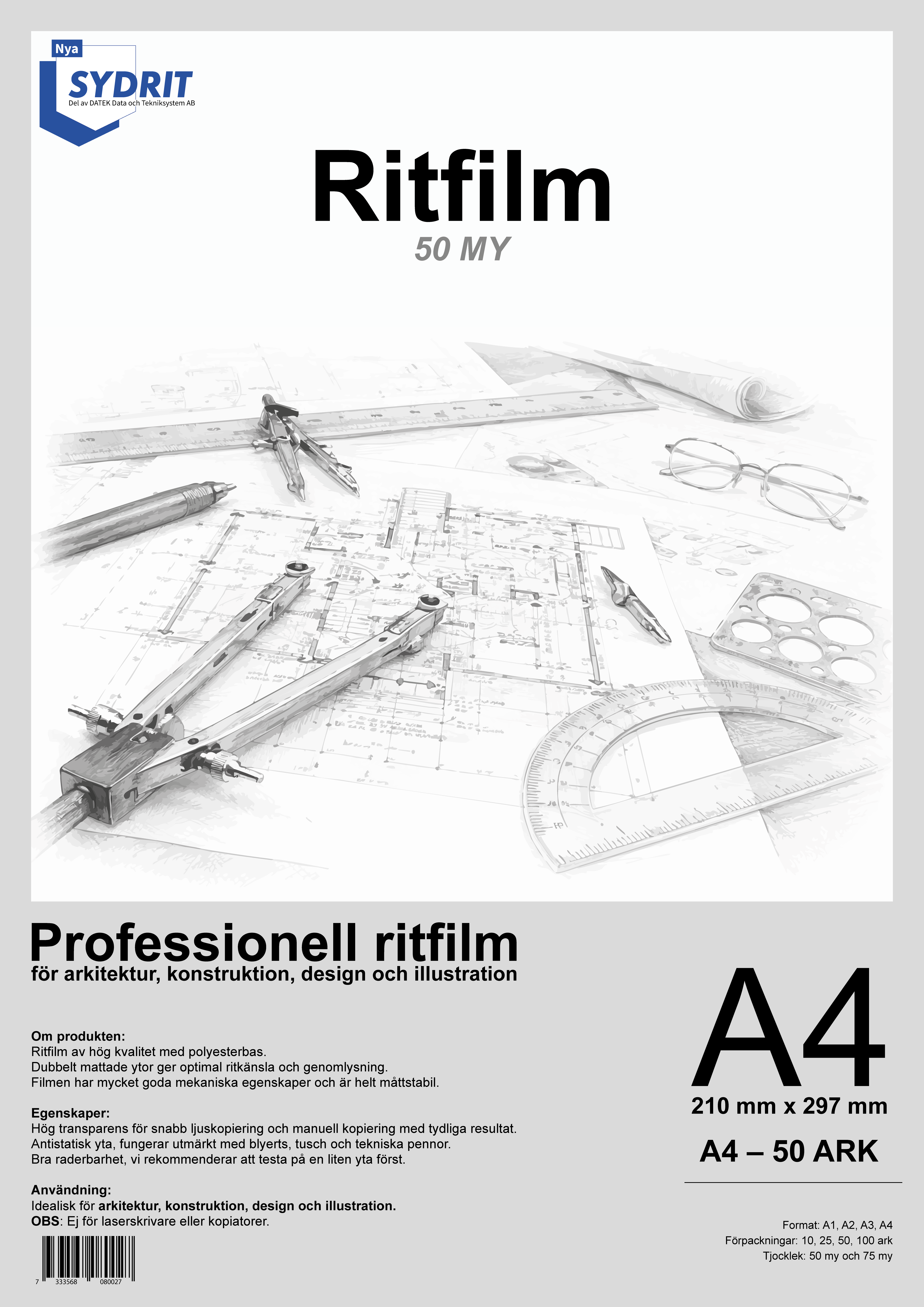 Ritfilm 50MY A4 - 50 ark/paket - 2