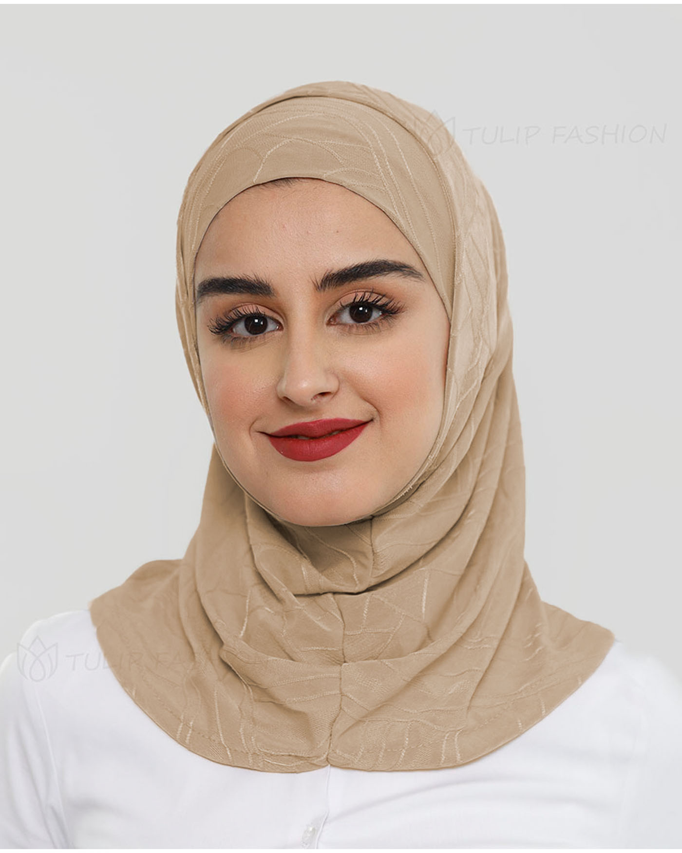 Hijab Al Amira Dekorerad Lycra - Light Cacao Brown