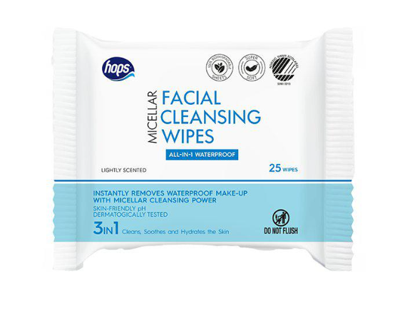 HOPS Cleansing Facial Wipes Micellar 25-pack – Sminkborttagning och ansiktsrengöring i ett