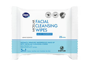 HOPS Cleansing Facial Wipes Micellar 25-pack – Sminkborttagning och ansiktsrengöring i ett