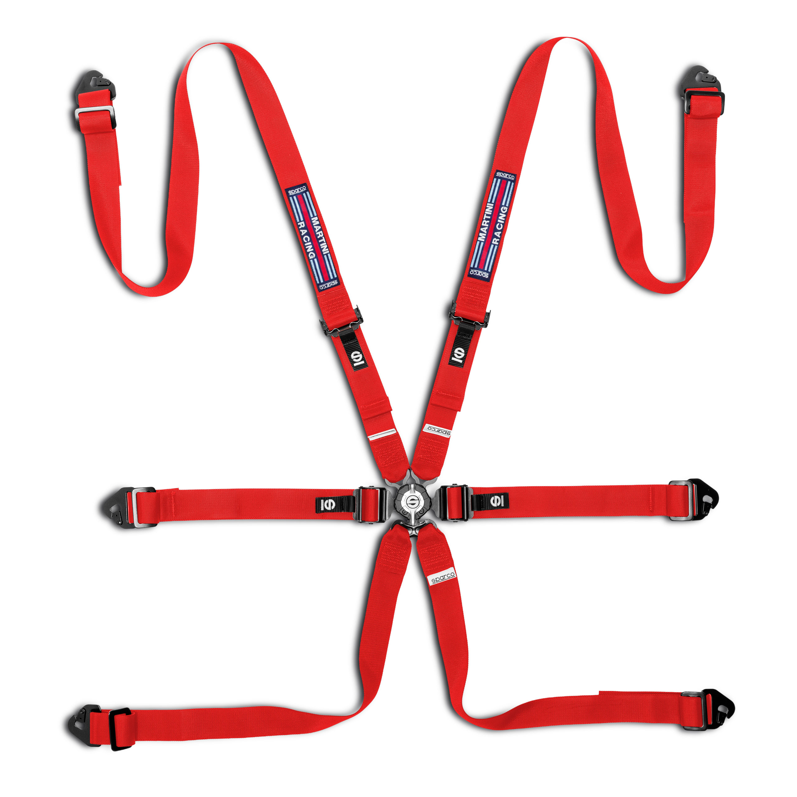Sparco 6-punktsbälte Hans 2+2+2 tum Competition H-2 PD -Martini Racing- Röd