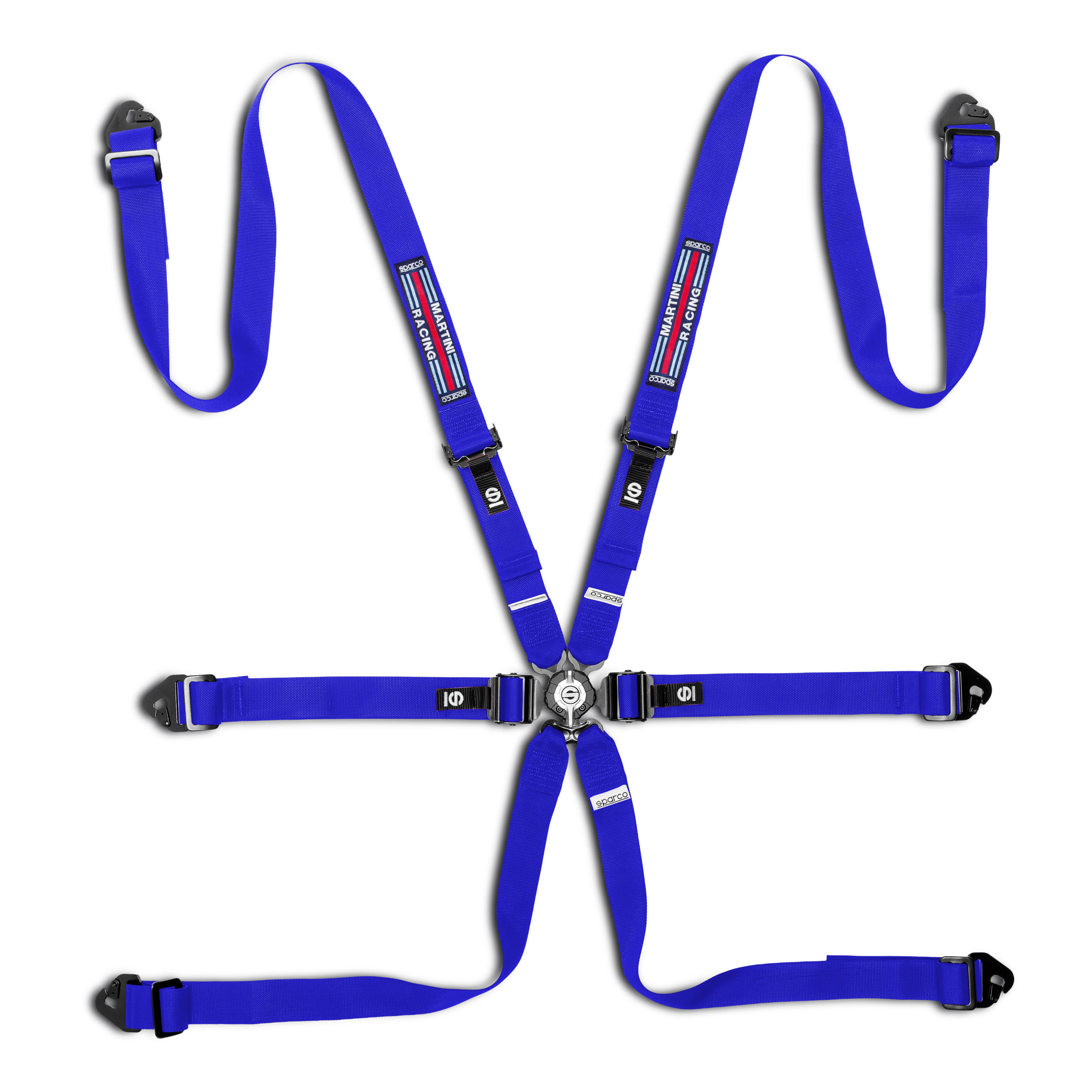 Sparco 6-punktsbälte Hans 2+2+2 tum Competition H-2 PD -Martini Racing- Blå