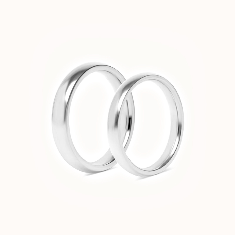 Set med Förlovningsringar - 2 Silverringar 4mm & 3mm