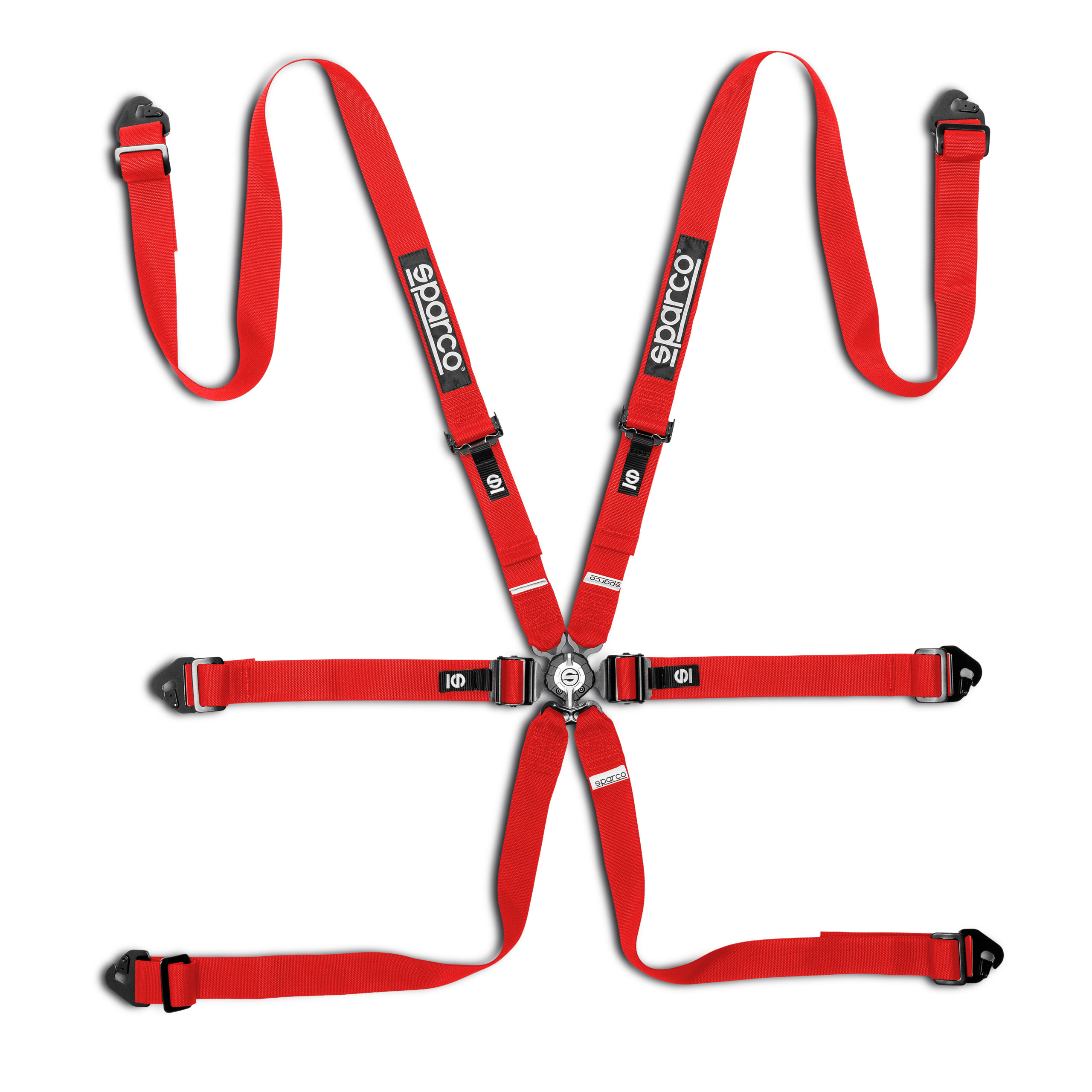 Sparco 6-punktsbälte Hans 2+2+2 tum Competition H-2 PD- Röd