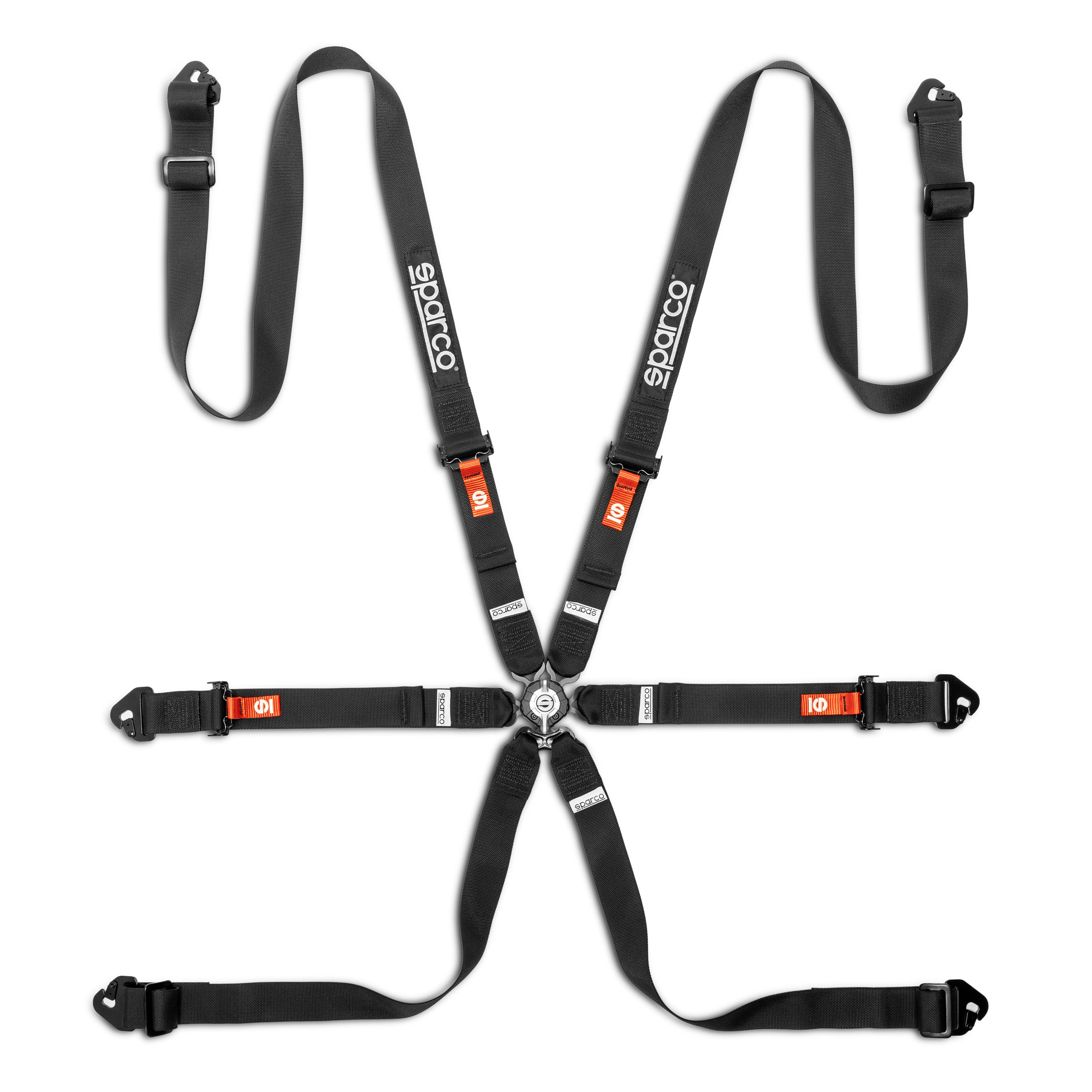 Sparco 6-punktsbälte Hans 2+2+2 tum Competition H-2 PU - Svart