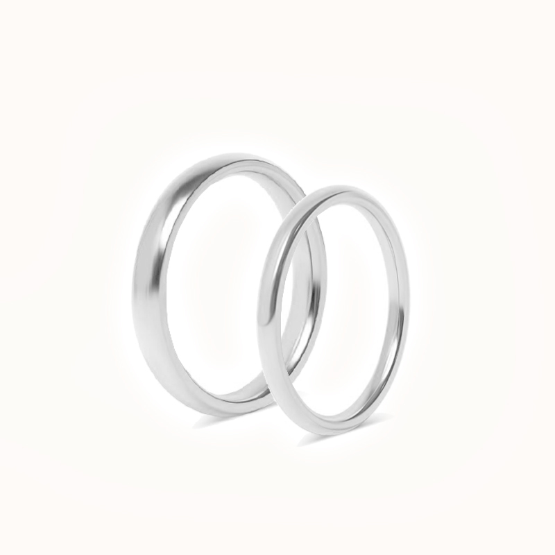 Sett af trúlofunarhringjum - 2 silfurhringir, 3 mm og 2 mm