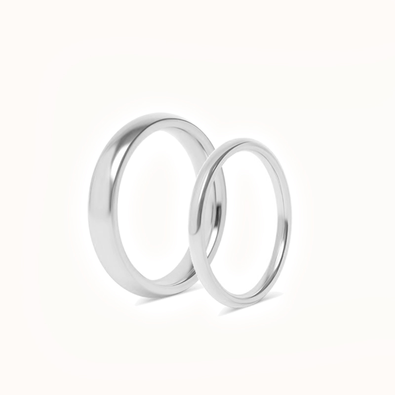 Sett af trúlofunarhringjum - 2 silfurhringir, 4 mm og 2 mm