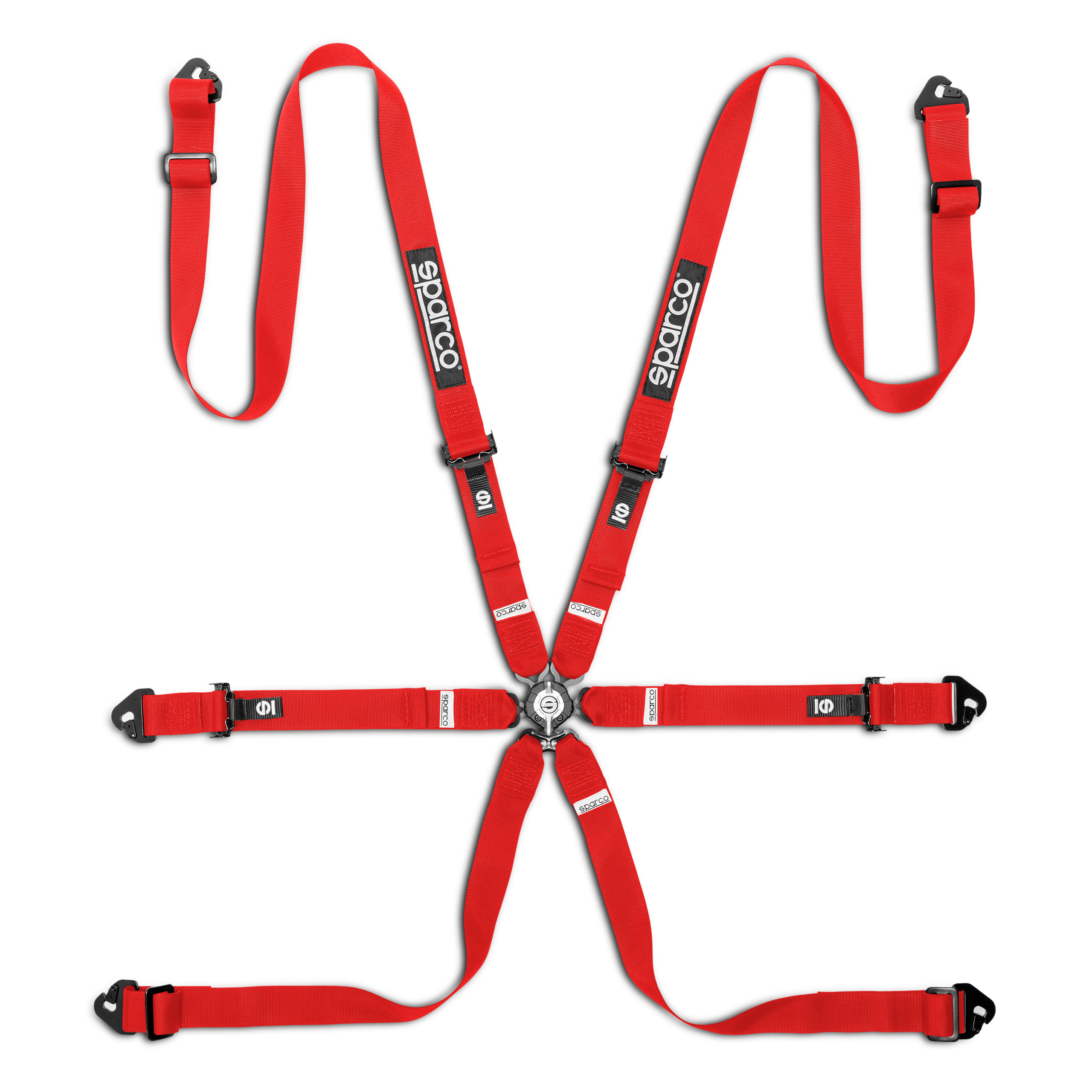 Sparco 6-punktsbälte Hans 2+2+2 tum Competition H-2 PU - Röd