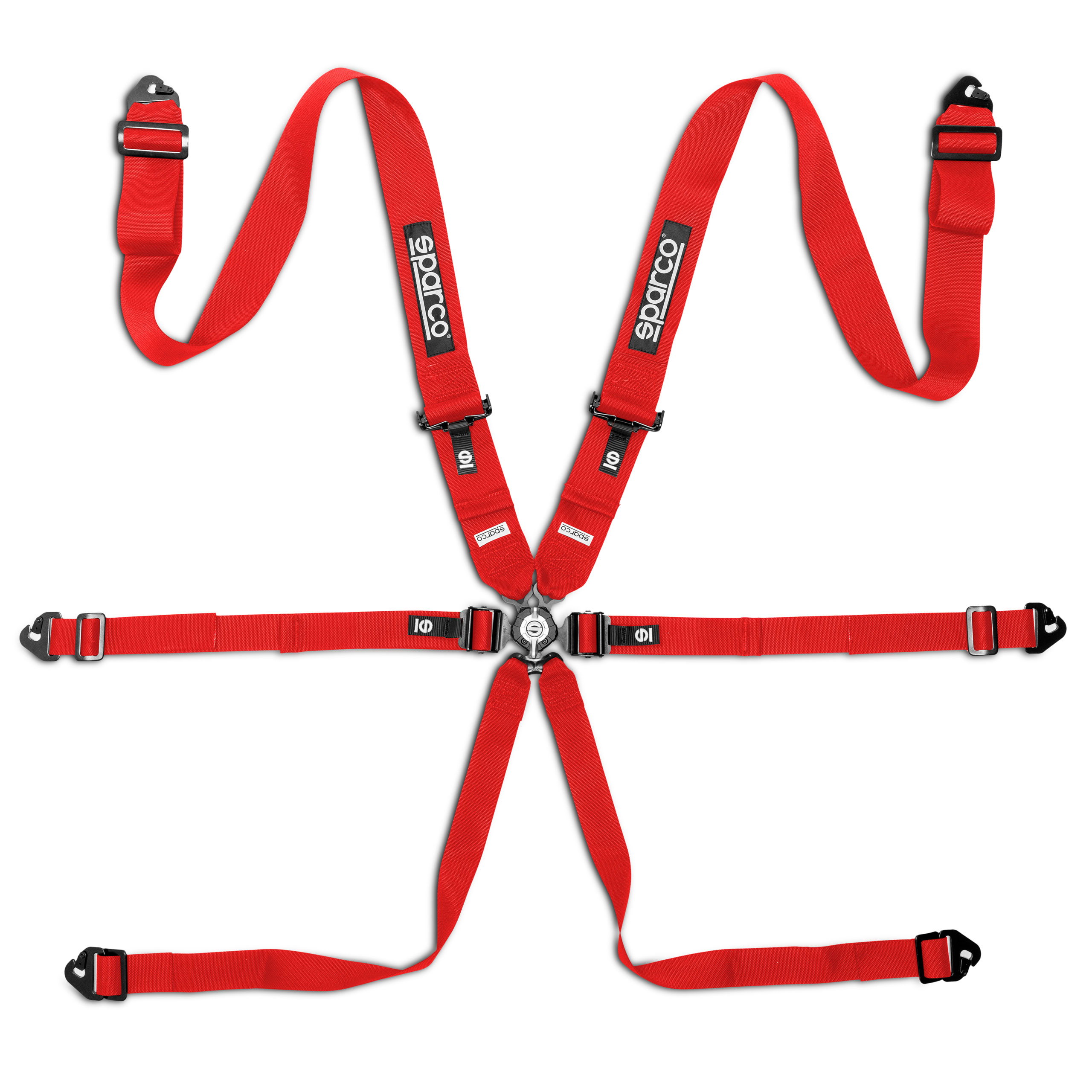Sparco 6-punktsbälte 3+2+2 tum Competition H-3 Steel - Röd
