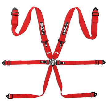 Sparco 6-punktsbälte 3+2+2 tum Competition H-3 Steel - Röd