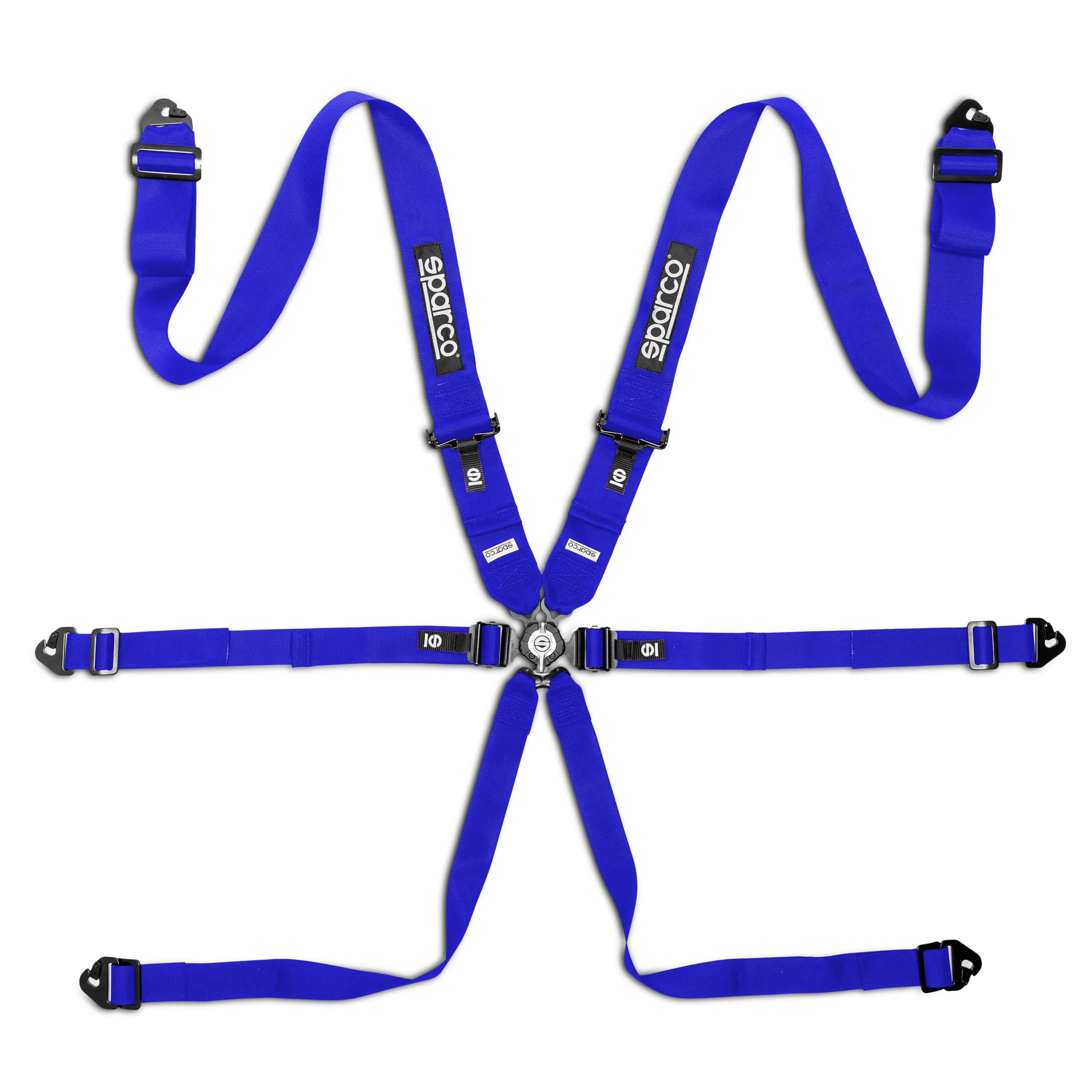 Sparco 6-punktsbälte 3+2+2 tum Competition H-3 Steel - Blå