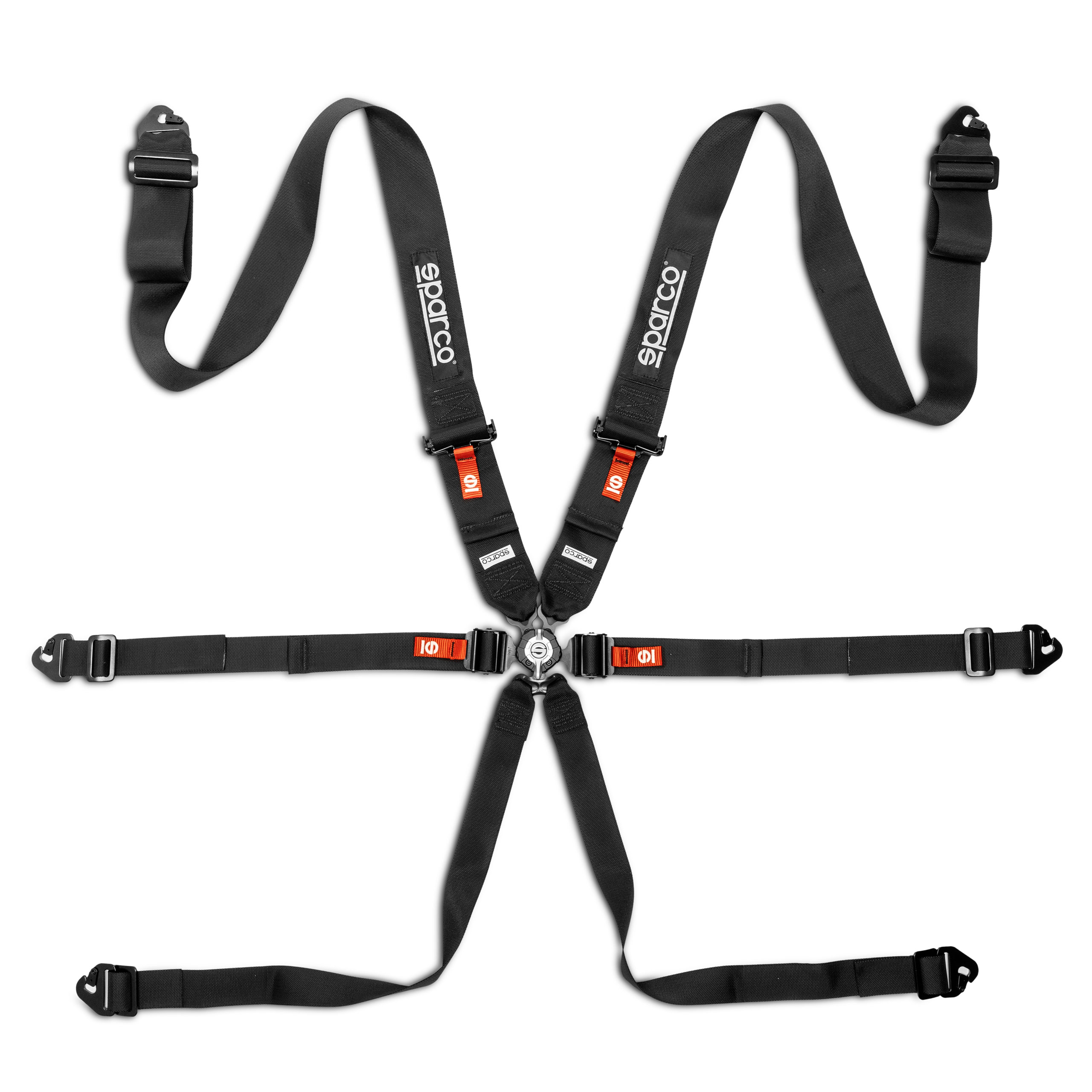 Sparco 6-punktsbälte 3+2+2 tum Competition H-3 Steel - Svart
