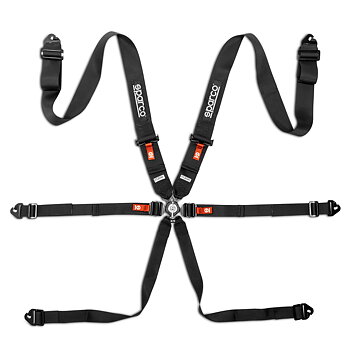 Sparco 6-punktsbälte 3+2+2 tum Competition H-3 Steel - Svart
