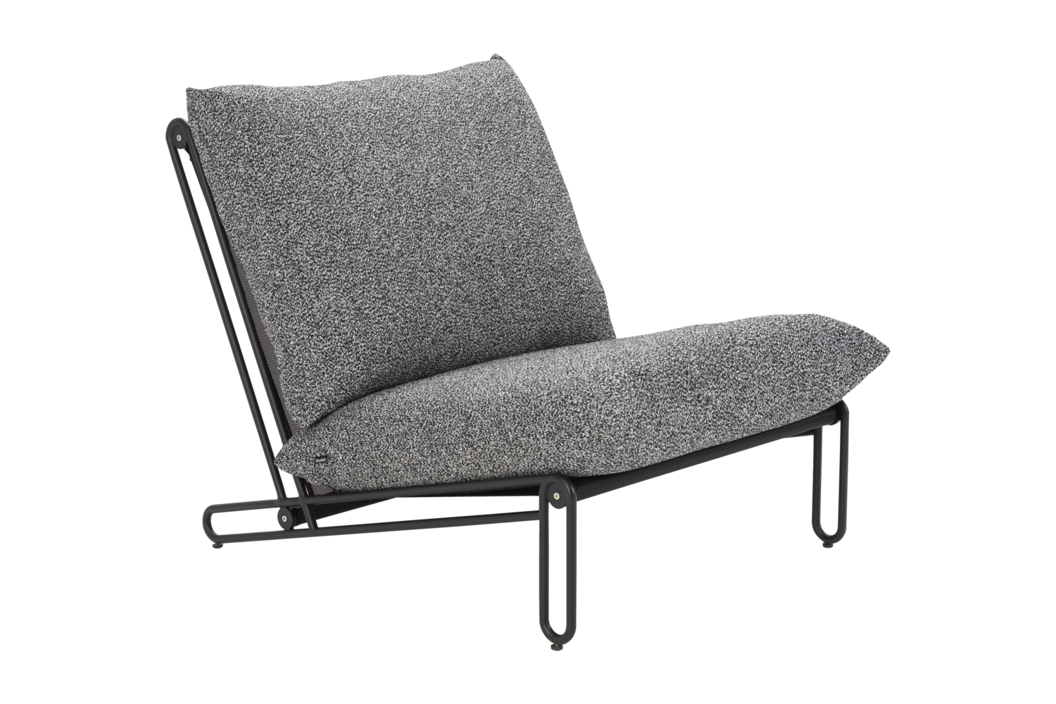 Brafab Blixt loungefåtölj med antracit, mjukt strukturerad sitt- och ryggdyna och svart aluminiumunderrede.