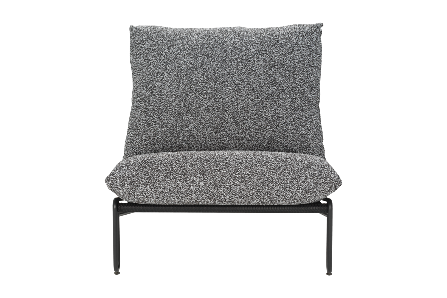 Brafab Blixt loungefåtölj framifrån med antracit sitt- och ryggdyna samt svart aluminiumstomme.