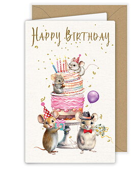 Happy Birthday Mice and Cake, Greeting Card