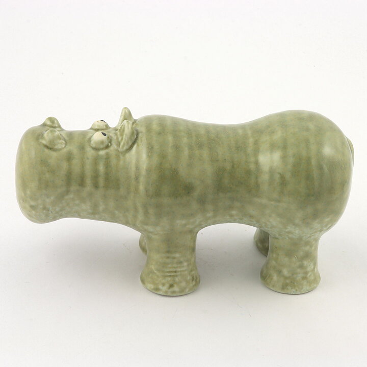 Lisa Larson (Large Zoo 1965) Honest Hippo (Green) 18/9 cm (2)