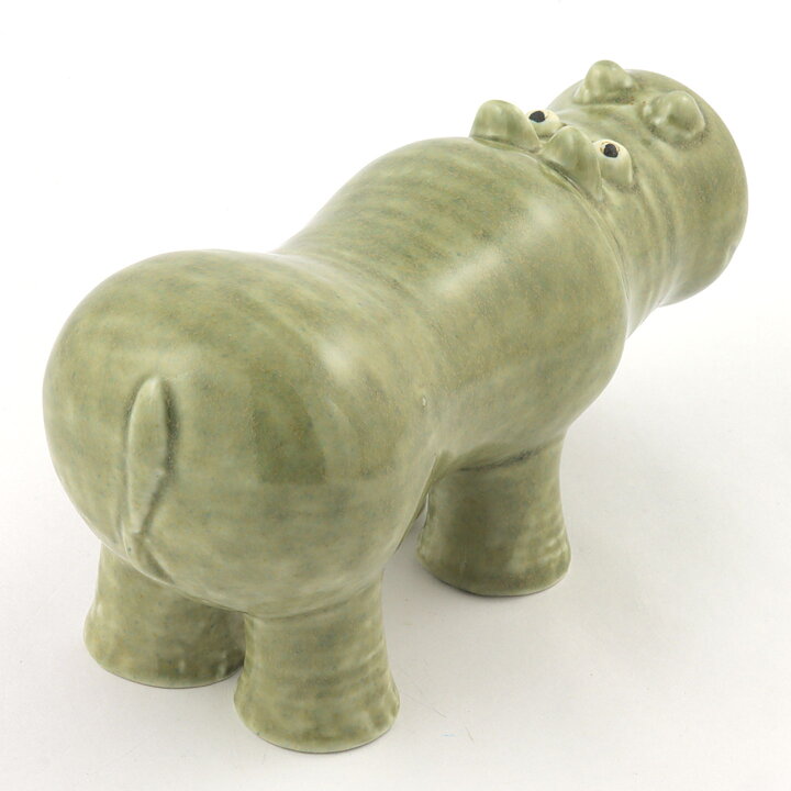 Lisa Larson (Large Zoo 1965) Honest Hippo (Green) 18/9 cm (2)