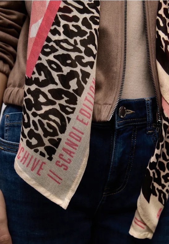 Modal Print Square Scarf - Striking Coral - Street One - 4