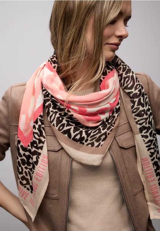 Modal Print Square Scarf - Striking Coral - Street One