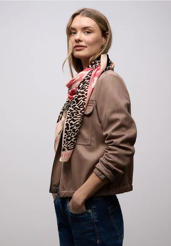 Modal Print Square Scarf - Striking Coral - Street One - 3