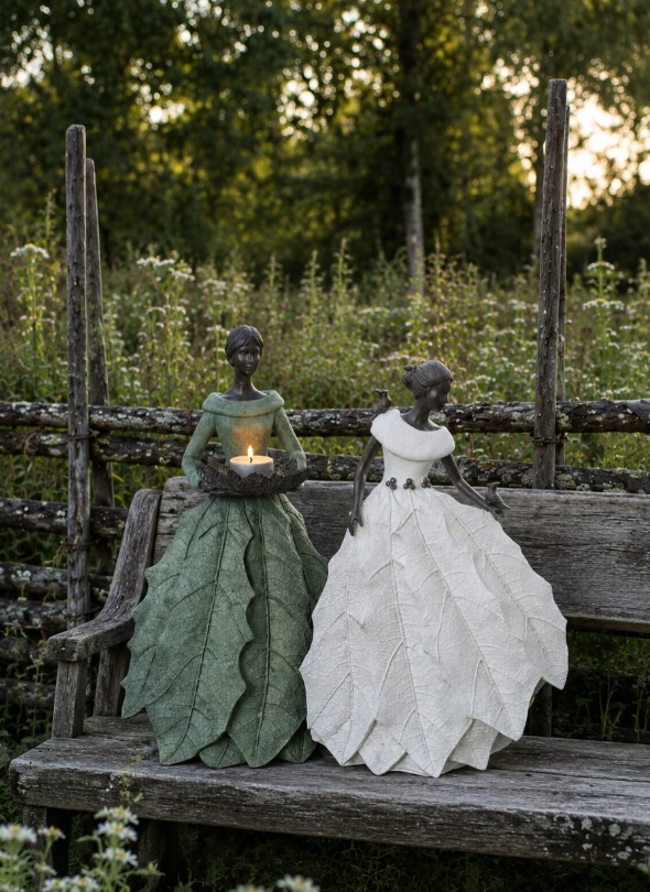 Garden Lady with Tray - Girl - Green/Turquoise - 45 cm - 3