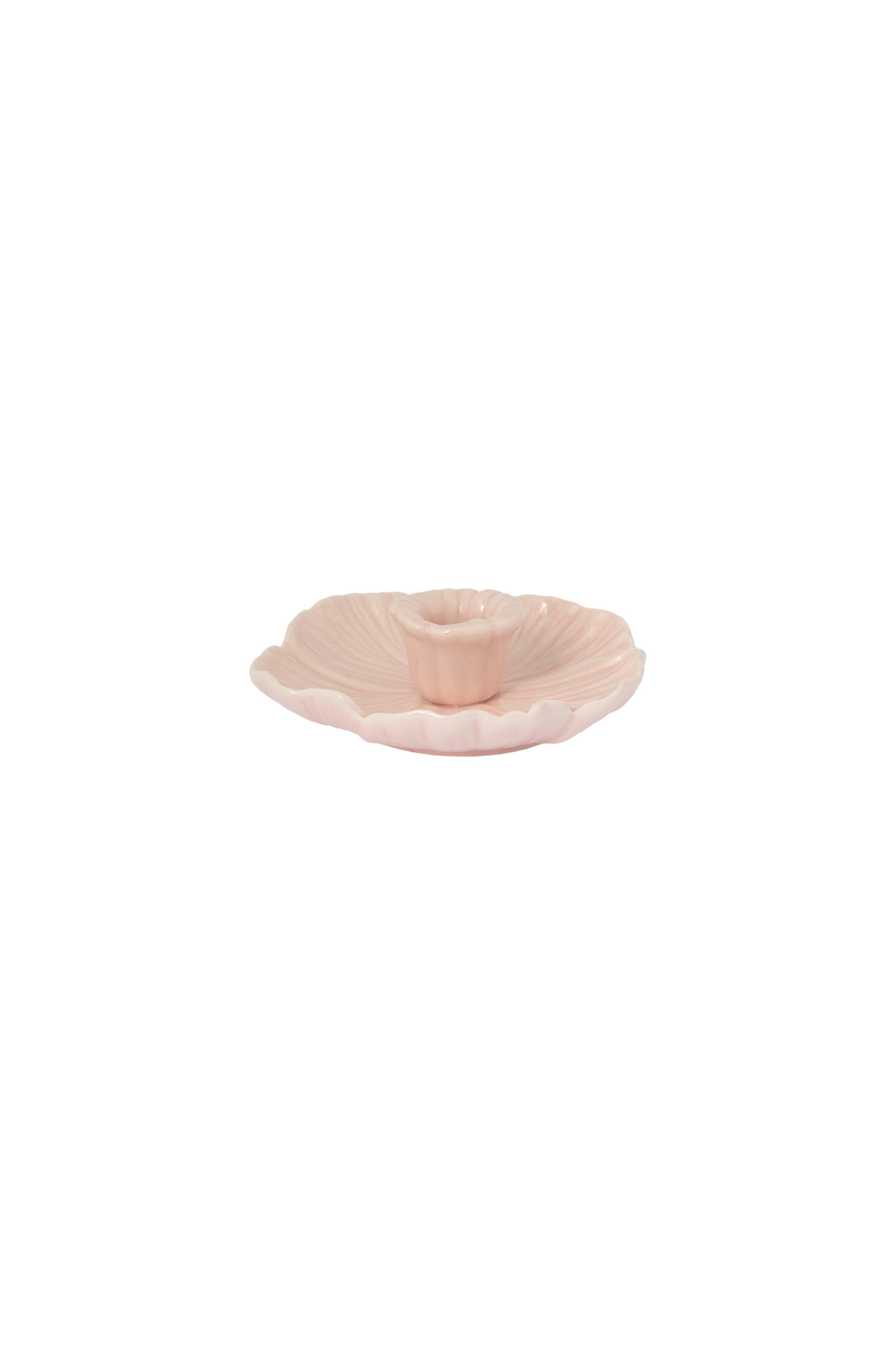 Botanik - Ljusstake - Blomma - Keramik - Ljusrosa - Liten - 3