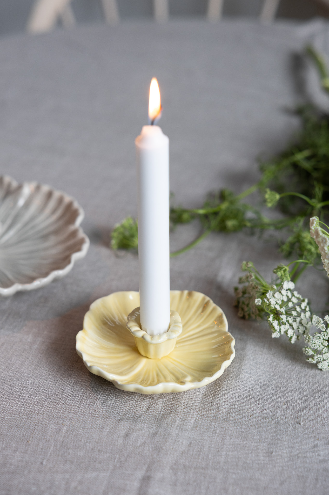 Botanik - Candle holder - Flower - Ceramic - Light yellow - Small - 3