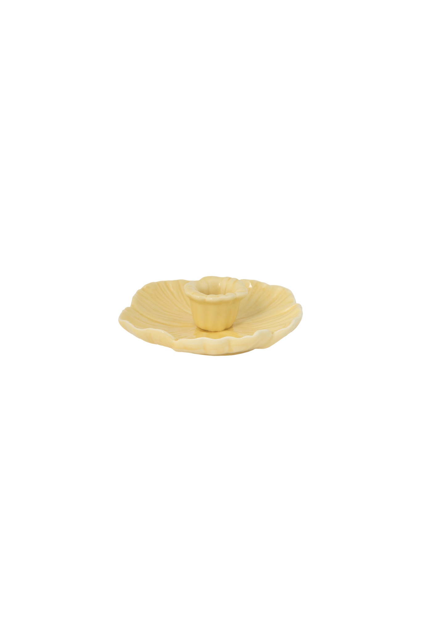 Botanik - Candle holder - Flower - Ceramic - Light yellow - Small - 4