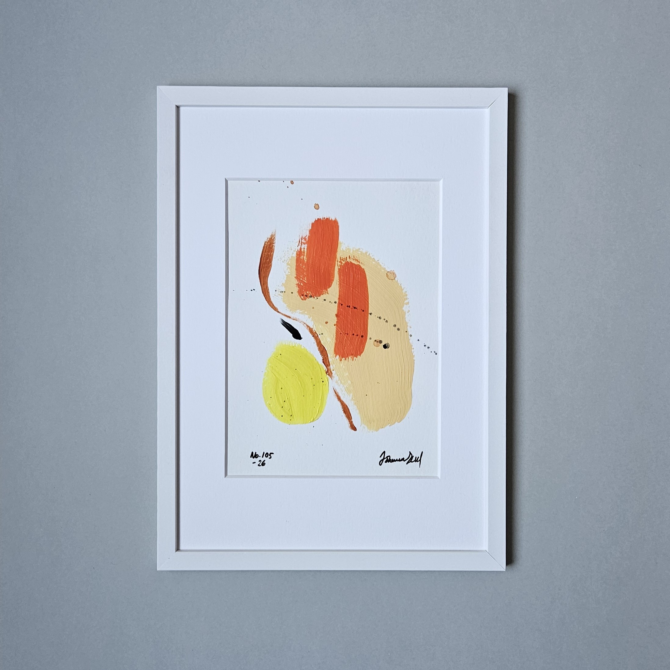 Gul Orange Handmålad Mini Art