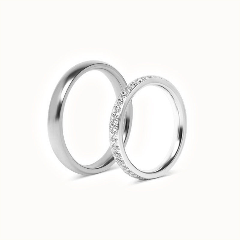 Sæt med forlovelsesringe - 1 almindelig ring og 1 Forlovelsesring - 3 mm &  mm